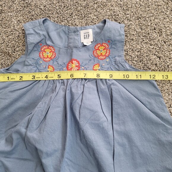 Baby Gap Toddler Girls Sleeveless Dress Blue Embroidered Floral, size 5 Years - Picture 5 of 9